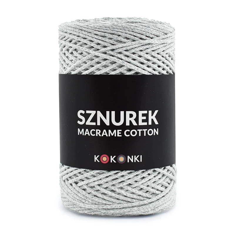Sznurek Macrame Cotton by KOKONKI 2mm / rolka 200m / jasny szary
