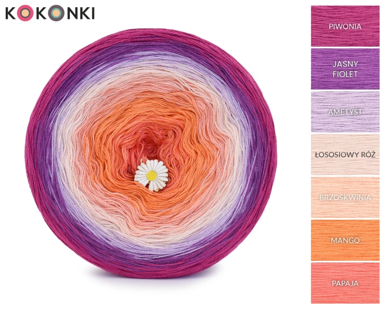 KOKONEK Classic B256 Trosca - Piwonia/jasny fiolet/ametyst/łososiowy róż/brzoskwinia/mango/papaja