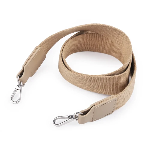 Uchwyt / rączka do torby taśma z karabińczykiem 113 cm / beż - srebro / 1 szt / 790898