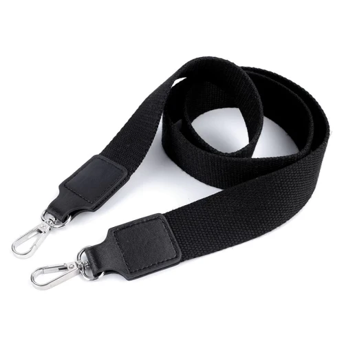 Uchwyt / rączka do torby taśma z karabińczykiem 113 cm / czerń - srebro  / 1 szt.