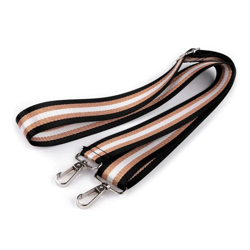 Uchwyt / pasek  tekstylny regulowany do torby z karabińczykami 79-142 cm / czerń - miedź / 1 szt / 880386