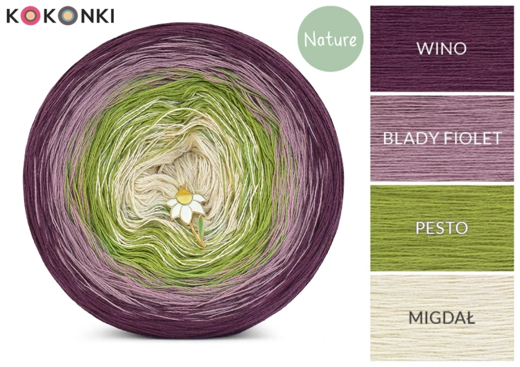 KOKONEK Nature NT021 Millepiedi - Wino/blady fiolet/pesto/migdał
