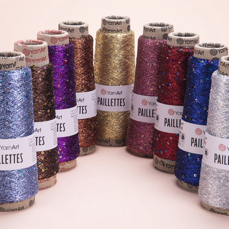 Nić metalizowana YarnArt Paillettes 8001 / srebro