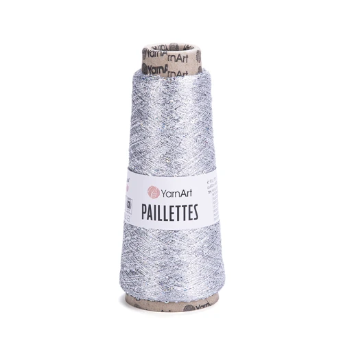 Nić metalizowana YarnArt Paillettes 8001 / srebro