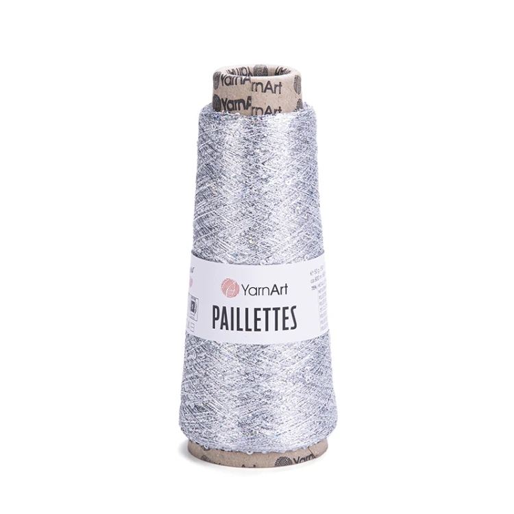 Nić metalizowana YarnArt Paillettes 8001 / srebro