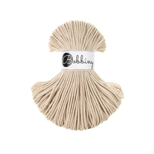 Sznurek pleciony bawełniany Bobbiny Junior / Ciepły beż / Warm Beige / 3mm / 100m