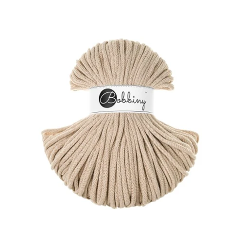 Sznurek pleciony bawełniany Bobbiny Premium / Ciepły beż / Warm Beige / 5mm / 100m