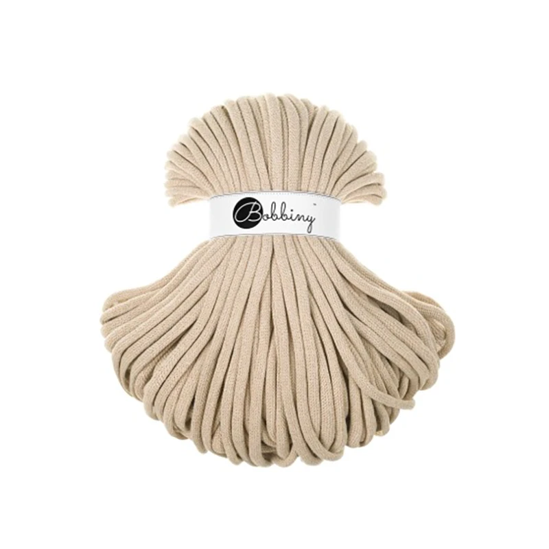 Sznurek pleciony bawełniany Bobbiny Jumbo / Ciepły beż / Warm Beige / 9mm / 100m