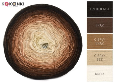 KOKONEK_Classic A264 Czekolada/brąz/ciepły brąz/ciepły beż/krem / 3 nitki / 1000 m / 200 g - GOTOWY
