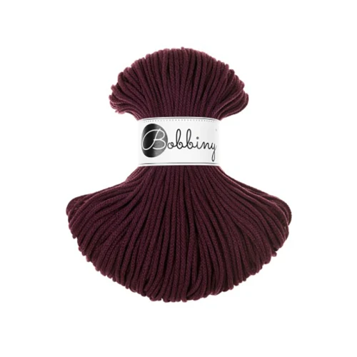 Sznurek pleciony bawełniany Bobbiny Junior / Burgundowy / Burgundy / 3mm / 100m
