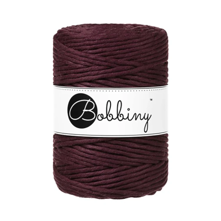 Sznurek skręcany bawełniany Bobbiny Macrame Cord / Burgundowy / Burgundy / 5mm / 100m