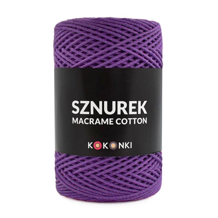Sznurek Macrame Cotton by KOKONKI 2mm / rolka 200m / bakłażan
