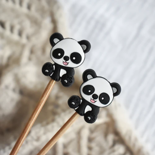 Stopery do drutów Kokonki Accessories / panda / 2 szt.