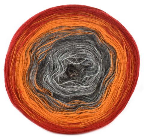KOKONEK Merino 446 - Czerwień/pomarańcz/średni szary melanż/szary melanż