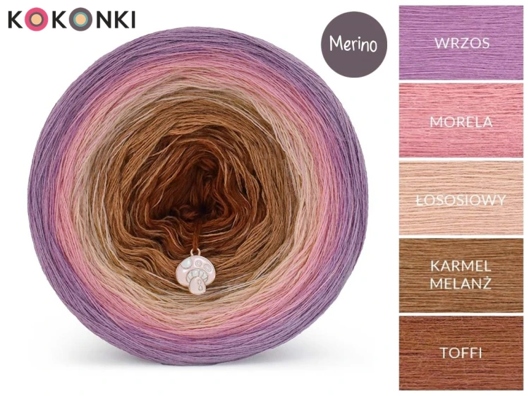 Zestaw na sweter Charlotte od Kotek i motek 11 / Merino / Wrzos/morela/łososiowy/karmel melanż/toffi