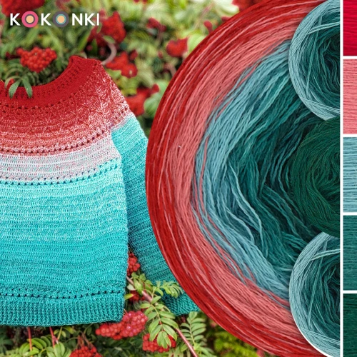 Zestaw na sweter Charlotte od Kotek i motek 08 / Merino / Czerwień/jasna malwa/patyna/morski/ciemna zieleń