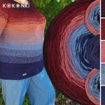 Sada na svetr Charlotte od Kotek i motek 12 / Kokonki Merino / Vínový melír/ Bordó/ Sléz/Šedomodrá/Granát + vzor PDF