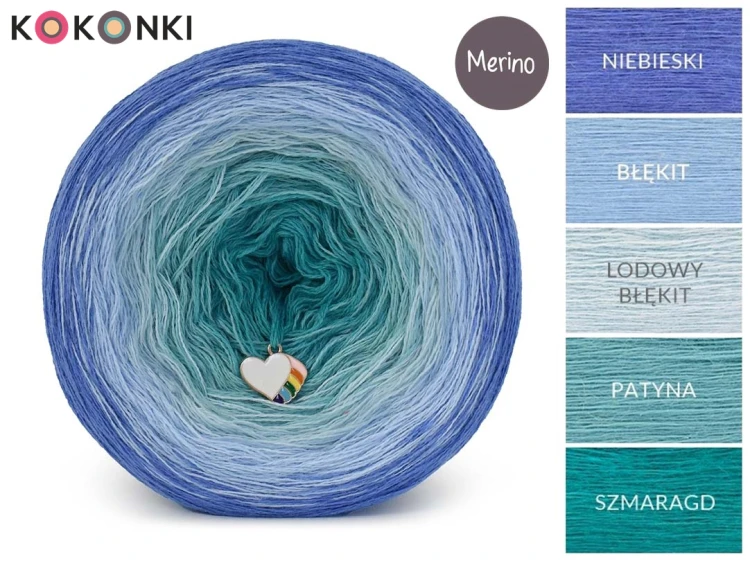 Zestaw na sweter Charlotte od Kotek i motek 05 / Merino / Niebieski/błękit/lodowy błękit/patyna/szmaragd