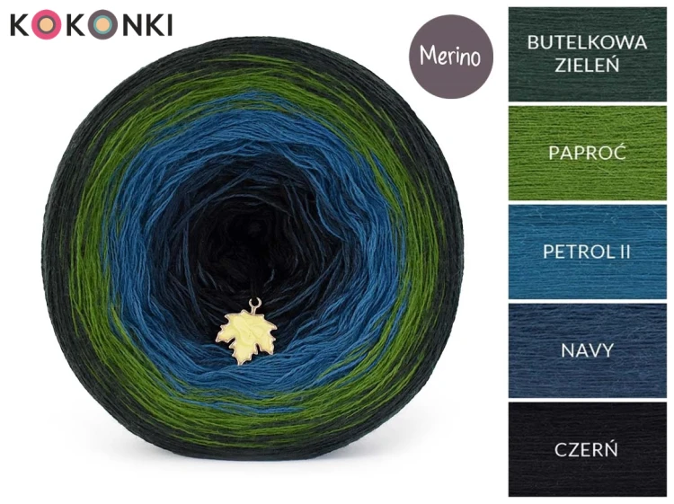 Zestaw na sweter Charlotte od Kotek i motek 07 / Merino / Butelkowa zieleń/paproć/petrol II/navy/czerń
