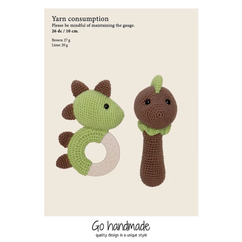 Zestaw akcesoriów Go handmade na sensoryczne maskotki / z włóczką / szydełko / Dino