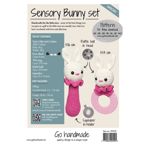 Zestaw akcesoriów Go handmade na sensoryczne maskotki / z włóczką / szydełko / Bunny