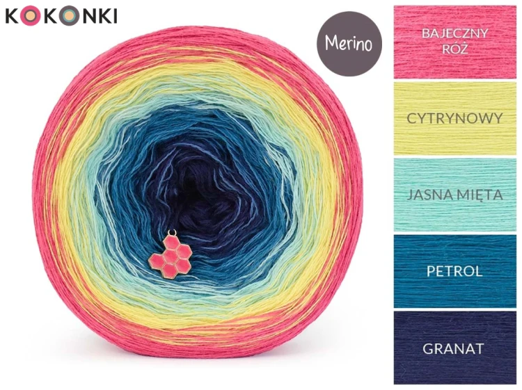 KOKONEK Merino 804 Kotek i motek 02 - Bajeczny róż/cytrynowy/patyna/petrol/granat