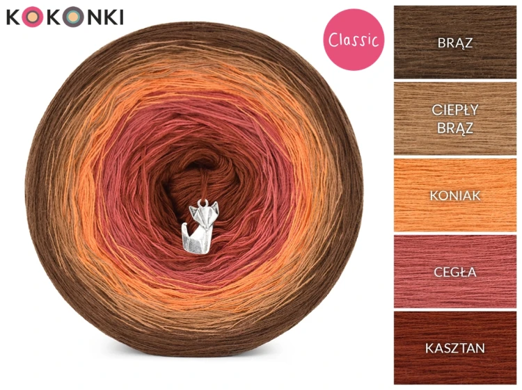 Zestaw na sweter Charlotte od Kotek i motek 06C / Kokonki Classic / Brąz/ciepły brąz/koniak/cegła/kasztan