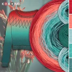 Zestaw na sweter Charlotte od Kotek i motek 08C / Kokonki Classic / Czerwień/papaja/patyna/szmaragd/ciemny szmaragd + wzór PDF