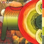 Zestaw na sweter Charlotte od Kotek i motek 10C /  wersja 1 / Kokonki Classic / Ognista czerwień/pomarańcz/żółty/limetka/wojskowa zieleń + wzór PDF