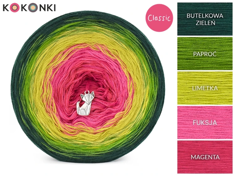 KOKONEK Classic B260 Kotek i motek 03C - Butelkowa zieleń/paproć/limetka/fuksja/magenta
