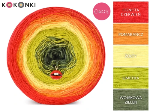 KOKONEK Classic B267 Kotek i motek 10C - Ognista czerwień/pomarańcz/żółty/limetka/wojskowa zieleń