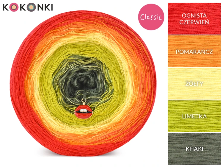 KOKONEK Classic B271 Kotek i motek 10C wersja 2 - Ognista czerwień/pomarańcz/żółty/limetka/khaki