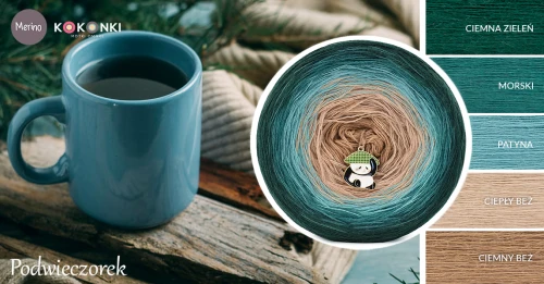 KOKONEK Merino 624 Podwieczorek - Ciemna zieleń/morski/patyna/ciepły beż/ciemny beż
