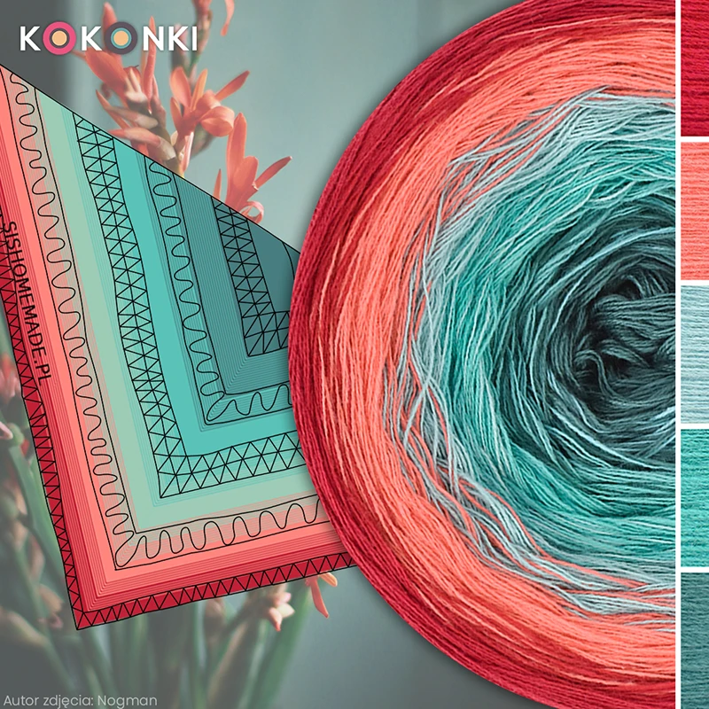 KOKONEK Classic B265 Kotek i motek 08C - Czerwień/papaja/patyna/szmaragd/ciemny szmaragd