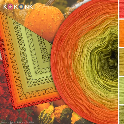 KOKONEK Merino 812 Kotek i motek 10 - Jarzębina/pomarańcza/złoty/limetka/oliwka