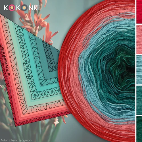 KOKONEK Merino 810 Kotek i motek 08 - Czerwień/jasna malwa/patyna/morski/ciemna zieleń