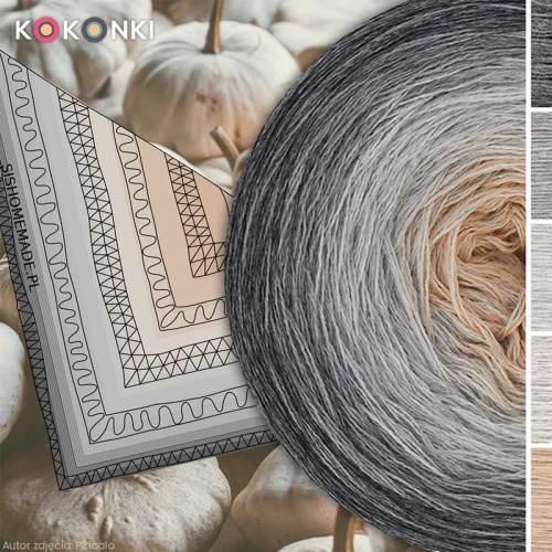 KOKONEK Merino 811 Kotek i motek 09 - Średni szary melanż/szary melanż/jasny szary melanż/lniany/ciepły beż