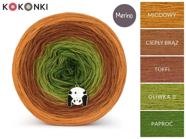 Zestaw na sweter Charlotte od Kotek i motek 01 / Kokonki Merino / Miodowy/ciepły brąz/toffi/oliwka II/paproć