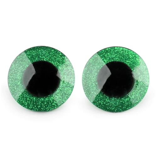 Oczy brokatowe do maskotek / 40 mm / zielone / 1 para / 800919