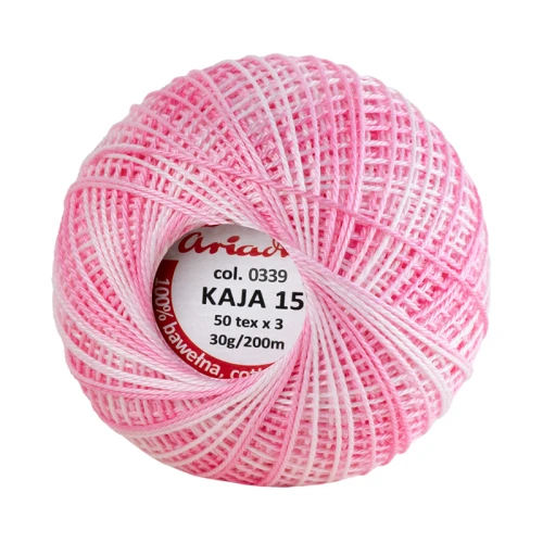 Kordonek Kaja 15 / 30 g / 339 ombre landrynka z pudrowym różem