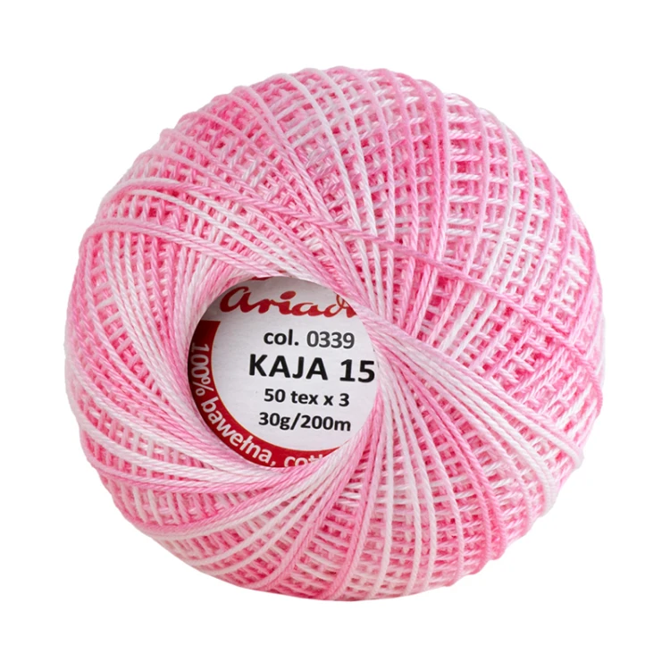 Kordonek Kaja 15 / 30 g / 339 ombre landrynka z pudrowym różem