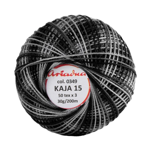 Kordonek Kaja 15 / 30 g / 349 ombre czerń z szarym