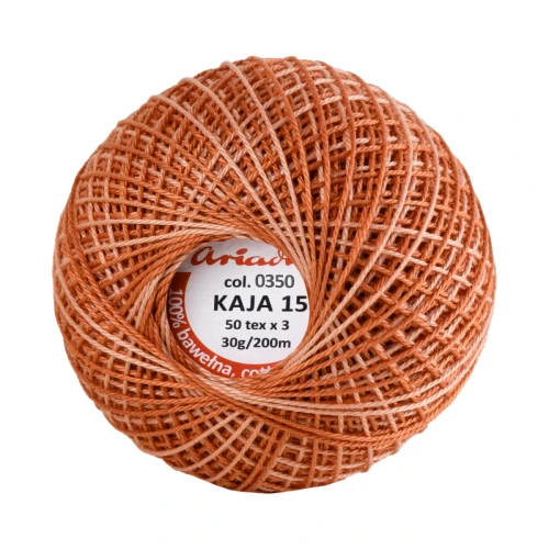 Kordonek Kaja 15 / 30 g / 350 ombre koniak z łososiowym