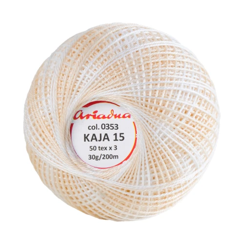 Kordonek Kaja 15 / 30 g / 353 ombre jasny beż z bielą