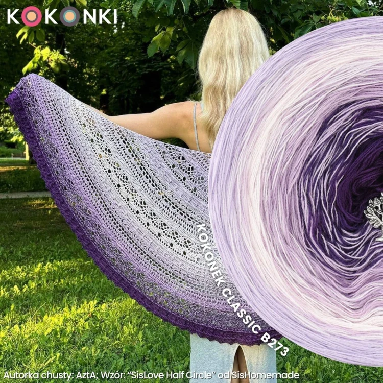 Autorka chusty AztA; Wzór “SisLove Half Circle” od SisHomemade