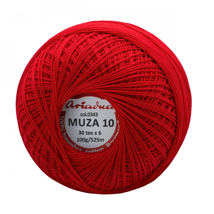 Kordonek Muza 10 / 100 g / 343 czerwień