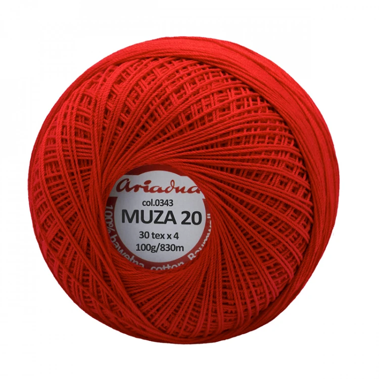 Kordonek Muza 20 / 100 g / 343 czerwień
