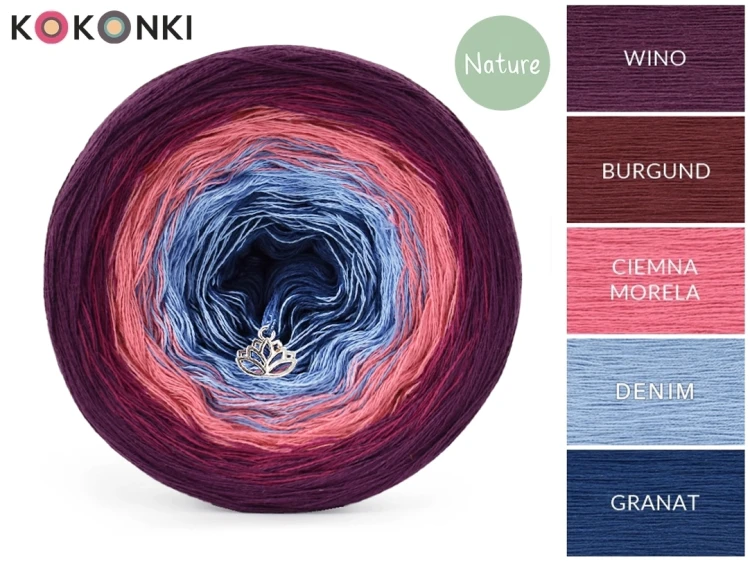 KOKONEK Nature NT063 Kotek i motek 12N - Wino/burgund/ciemna morela/denim/granat