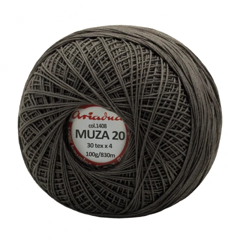 Kordonek Muza 20 / 100 g / 1408 ciemny szary