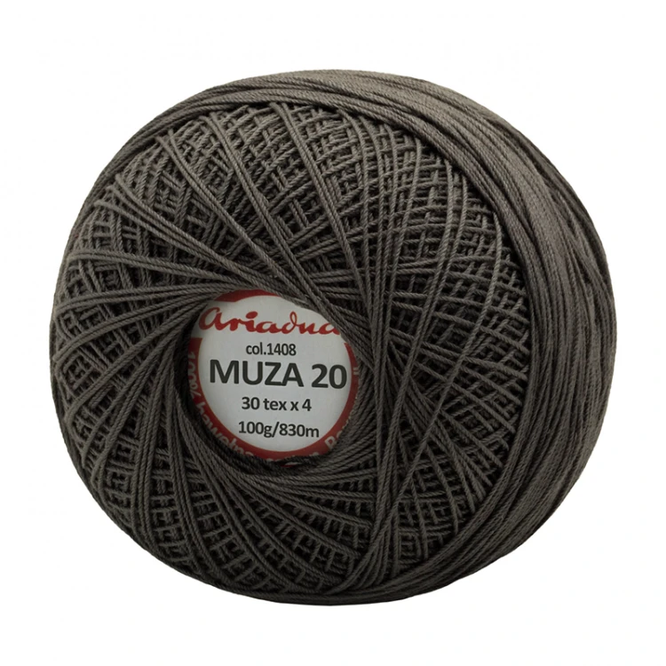 Kordonek Muza 20 / 100 g / 1408 ciemny szary